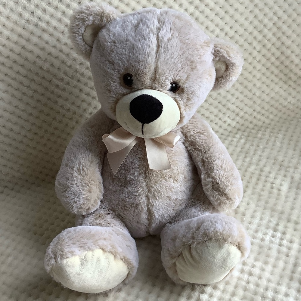 Creature Comforts White and Cream Plush Bear Embroidered Eyes Stuffed Animal Toy